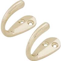 Basic Single Ball End Robe Hooks Bright Brass 2 Pack