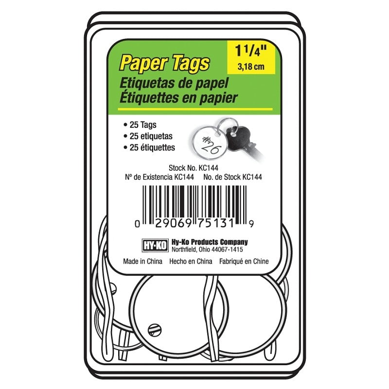 Hy-Ko KC144 Key Identification Tag, Paper