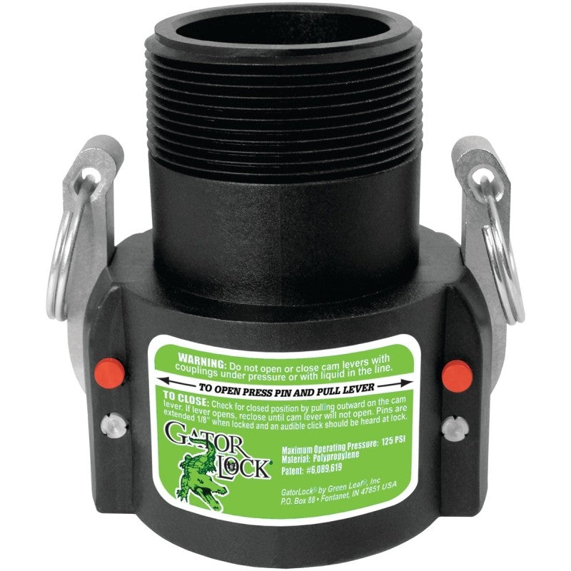 Green Leaf GLP 200 B Cam Lever Coupling, 2 in, Female x MNPT, Glass Filled Polypropylene