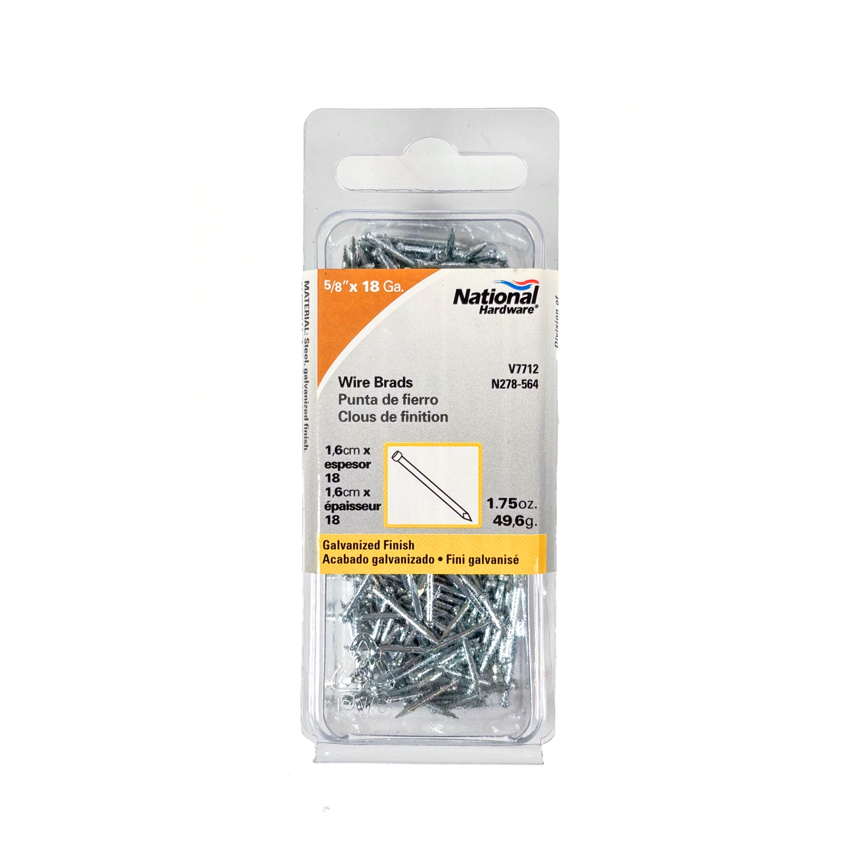 Wire Brads 18 Gauge by 5/8 Inch Galvanized Finish