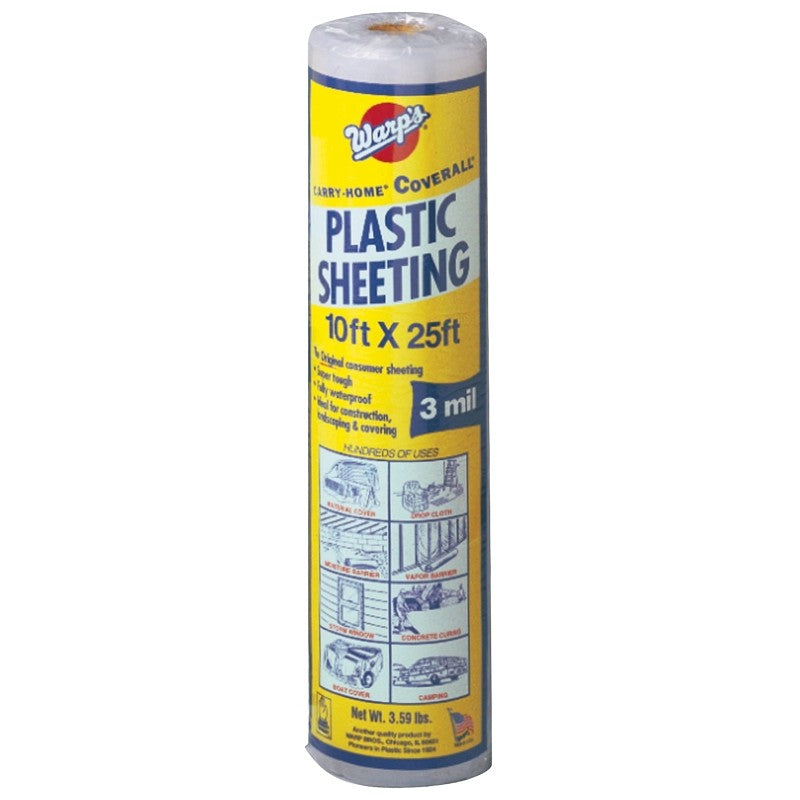 Warp's 3CH10C Poly Film, 3 mil Thick, 25 ft L, 10 ft W, Clear (Pack of 12)