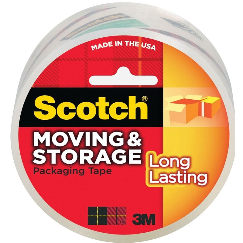 Scotch 3650 Series Packaging Tape, Acrylic Adhesive, 54.6 yd L, Clear, 1.88 in W, Polypropylene Backing