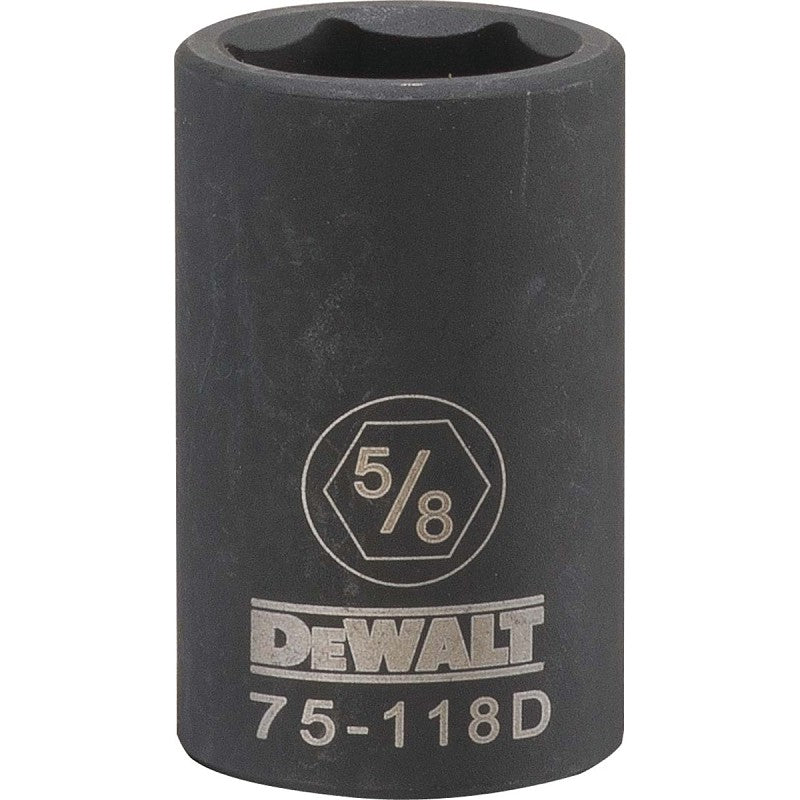 DEWALT DWMT75118OSP Deep Impact Socket, 5/8 in Socket, 1/2 in Drive, 6-Point, Steel, Black Oxide