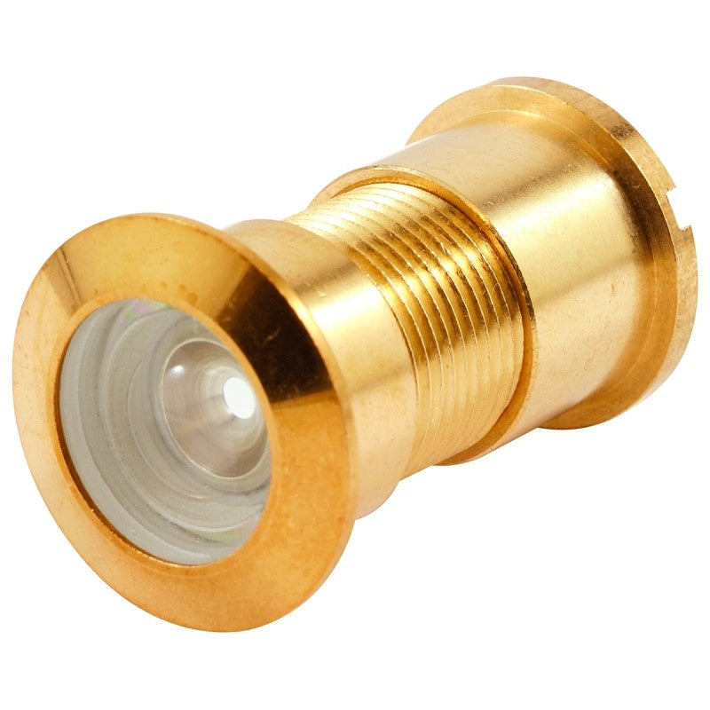 Defender Security U 9896 Door Viewer, 130 deg Viewing, 1-3/4 to 2-3/8 in Thick Door, Brass, Brass