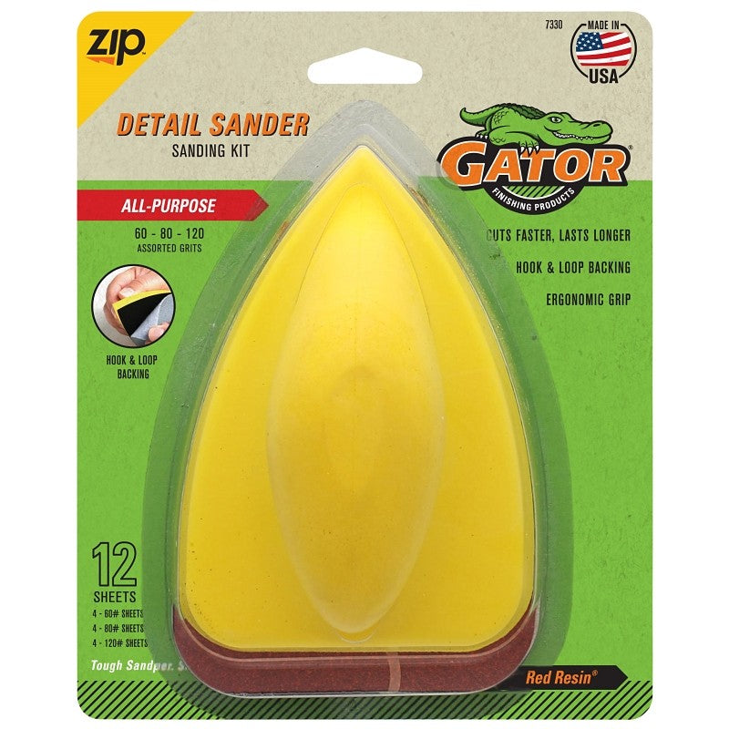 Gator Zip 7330 Sander Tool Kit, 5 in L, 3-1/2 in W, 50, 80, 120 Grit, Coarse, Fine, Medium