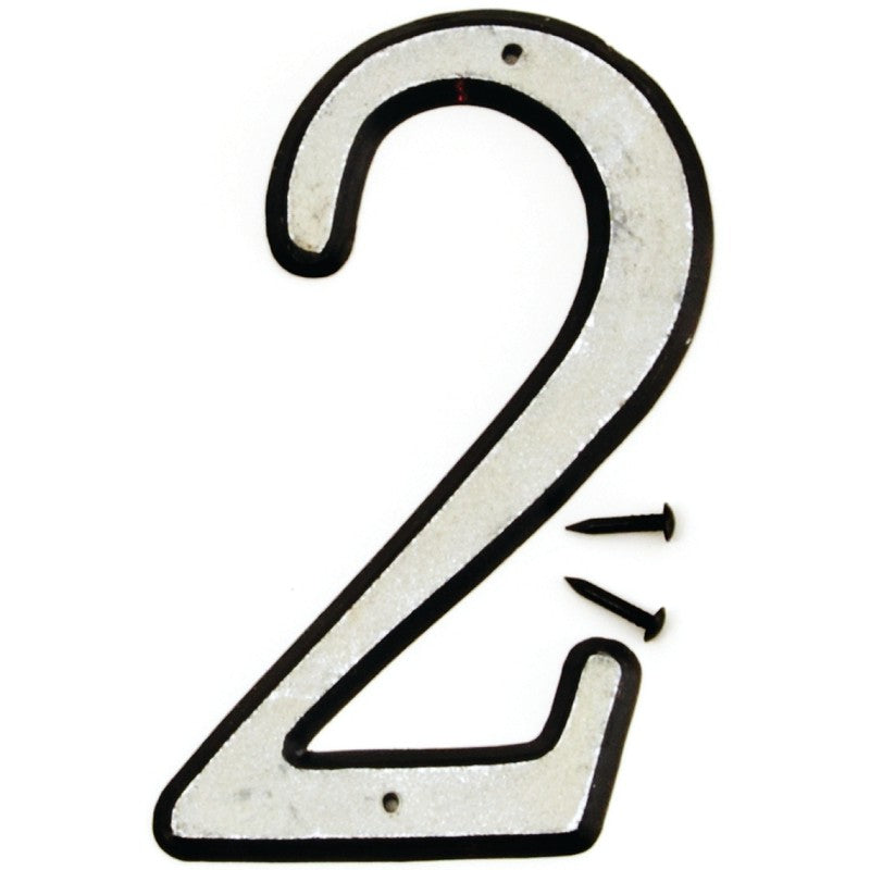 Hy-Ko 30600 Series 30602 House Number, Character: 2, 4 in H Character, Black/White Character, Plastic (Pack of 10)