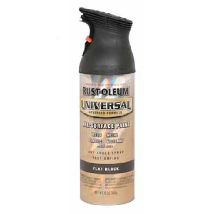 Rust-Oleum 245198 Enamel Spray Paint, Flat, Black, 12 oz, Can