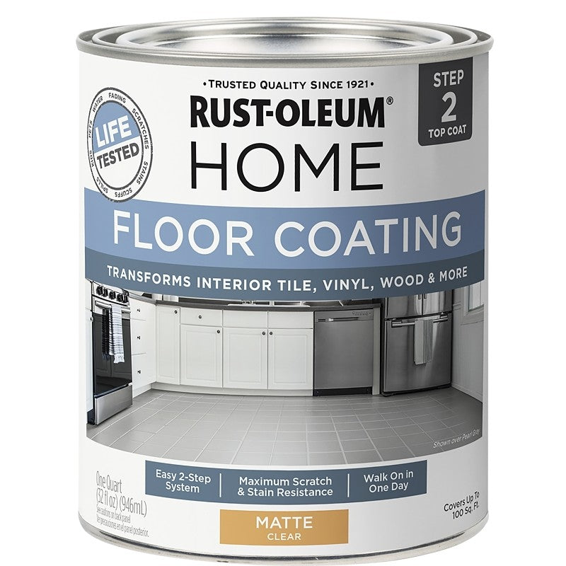Rust-Oleum 358871 Floor Coating Kit, Matte, Clear, 1 qt