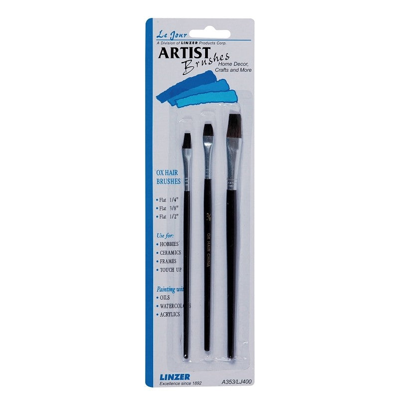 Linzer A353 Artist Paint Brush Set, Ox Hair Brush, Wood Handle