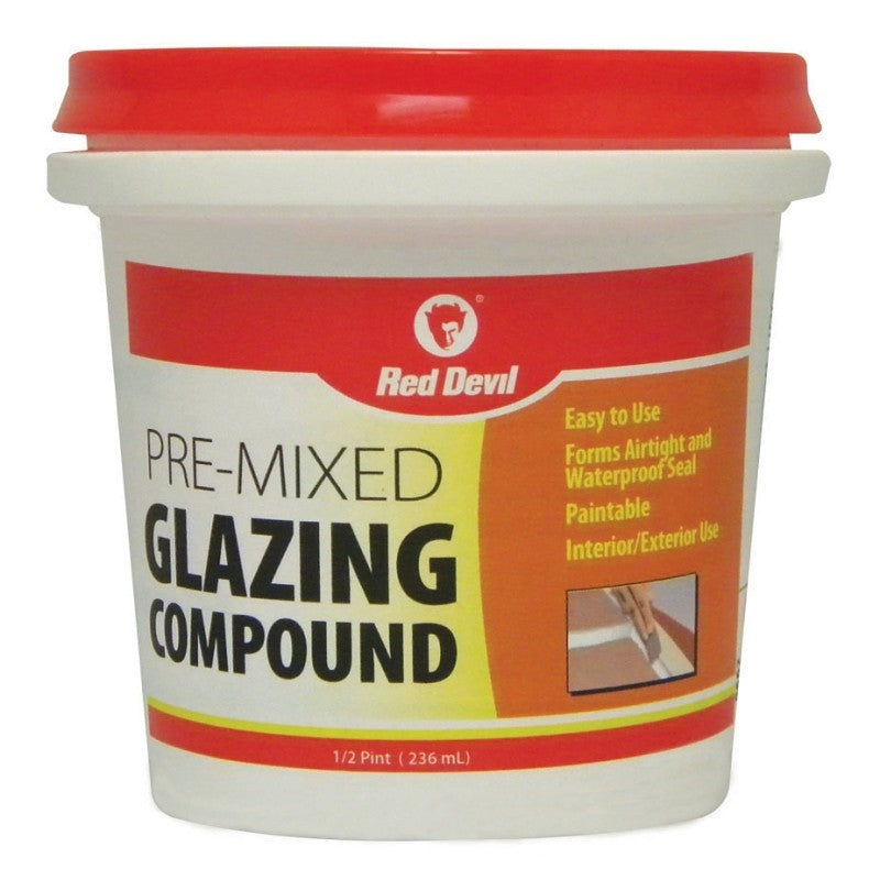 Red Devil 0662 Glazing Compound, Solid, Mild, Off-White, 0.5 pt Tub