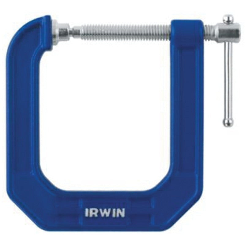 Irwin 225123 C-Clamp, 900 lb Clamping, 2 in Max Opening Size, 3-1/2 in D Throat, Steel Body, Blue Body