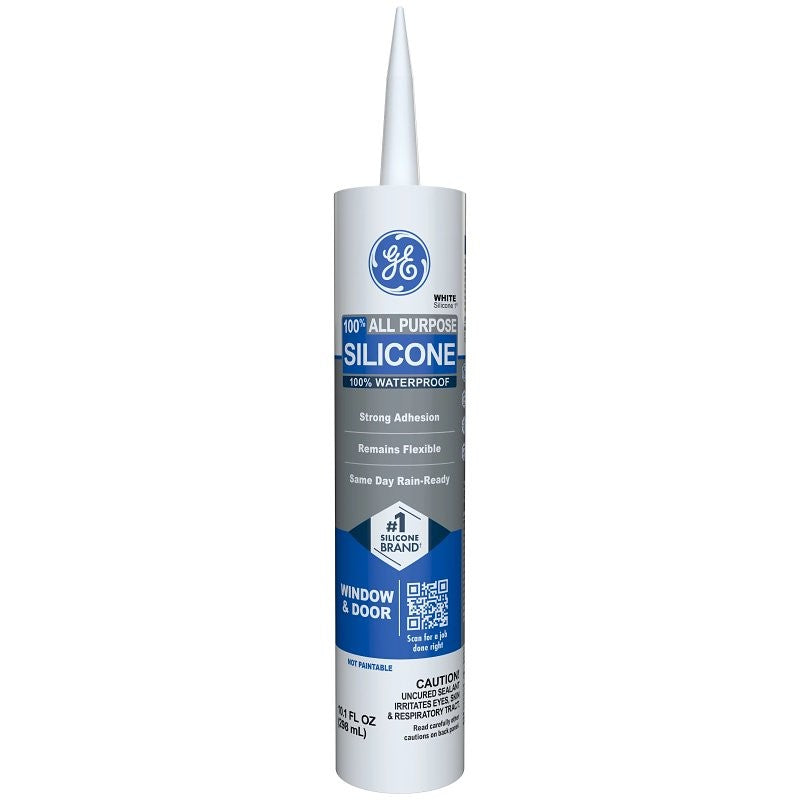 GE Silicone 1 2749483 All Purpose Sealant, White, 24 hr Curing, 10.1 fl-oz Cartridge (Pack of 12)