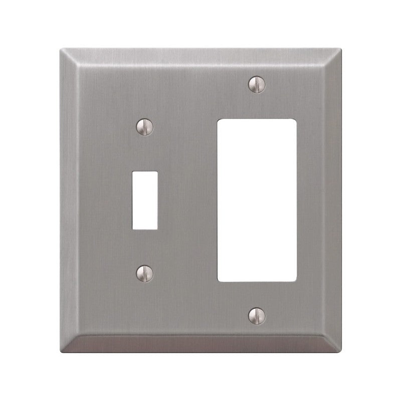 AmerTac Century Series 163TRBN Wallplate, Decorative, 4-15/16 in L, 4-9/16 in W, 2-Gang, Steel, Brushed Nickel