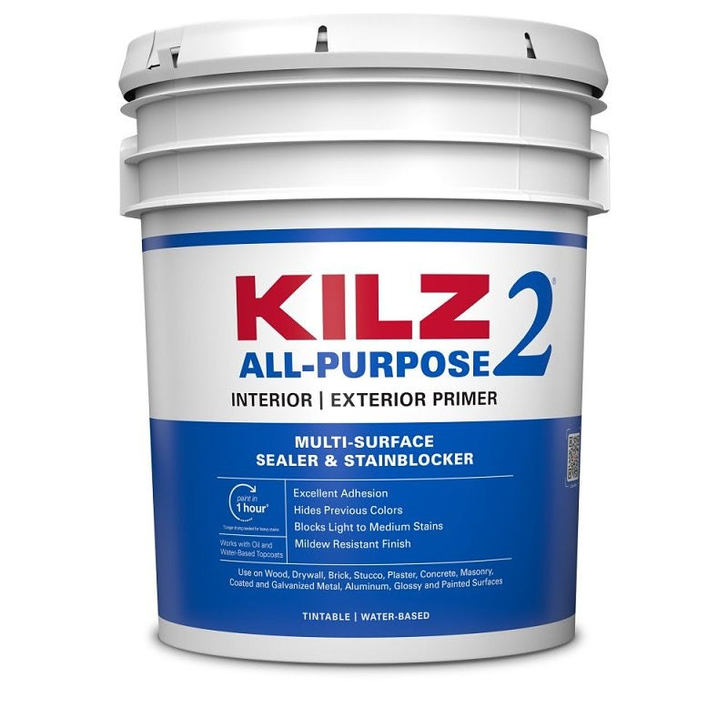 Kilz 20000 Sealer and Primer, 300 to 400 sq-ft/gal Coverage Area, White, 5 gal, Pail