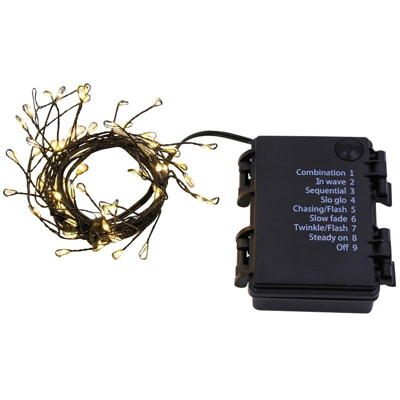 Hometown Holidays 03703 Dew Drop Multi-Function Lights, Clear, Battery Operated