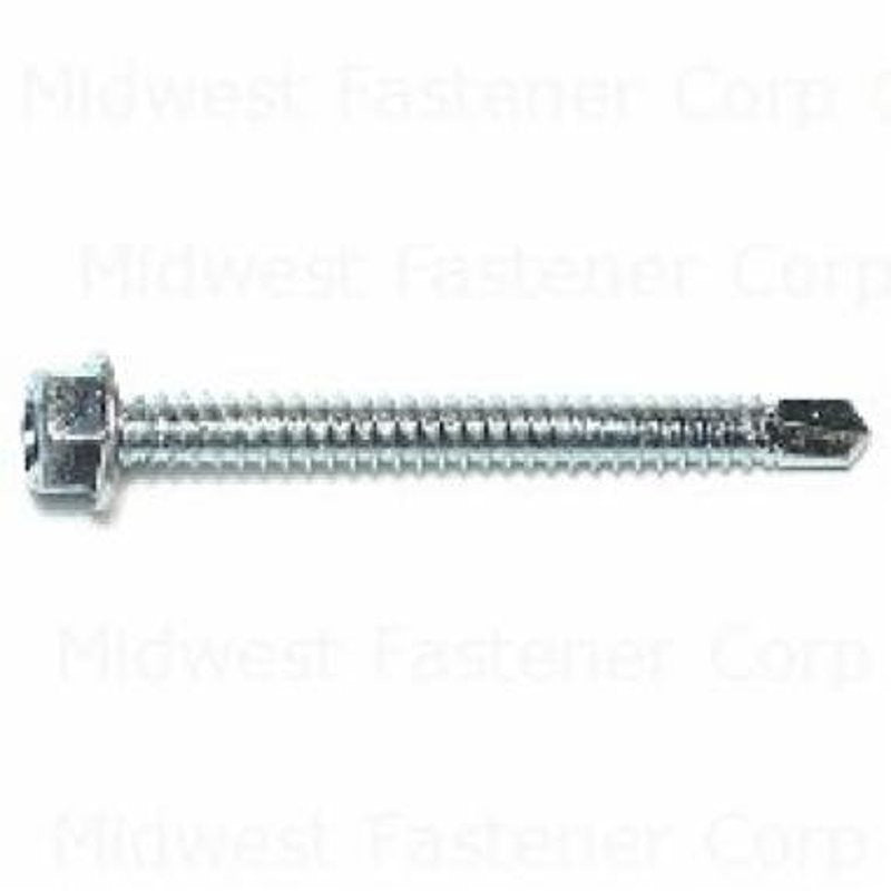 Midwest Fastener 10485 Screw, #14 Thread, 2-1/2 in L, Hex Drive, Self-Drilling Point, Steel, Zinc, 1 PK