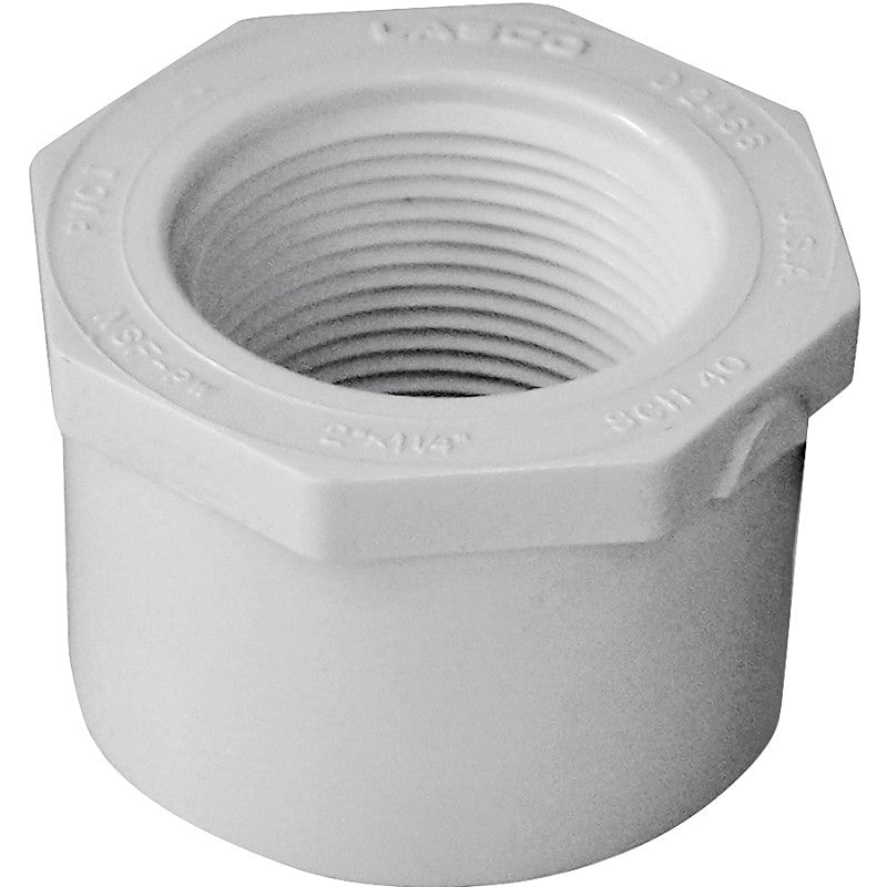 IPEX 435736 Reducing Bushing, 2 x 1-1/4 in, Spigot x FPT, White, SCH 40 Schedule, 150 psi Pressure