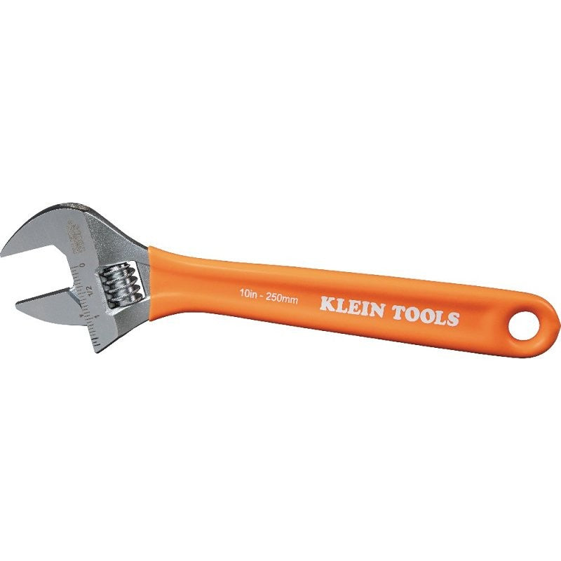 Klein Tools O50710 Adjustable Wrench, 10-1/4 in OAL, 1.48 in Jaw, Steel, Chrome, Contoured Handle