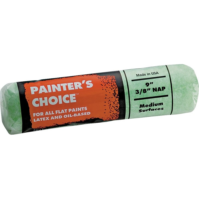 Wooster R275-9 Roller Cover, Mint Green, 3/8 in Thick Nap, 9 in L, Knit Fabric Cover