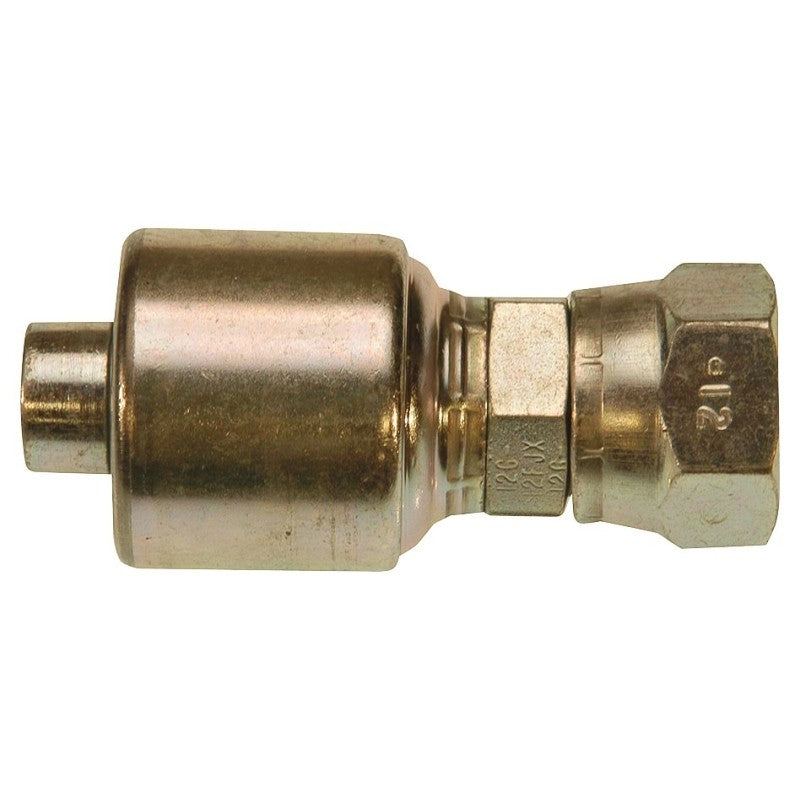 Gates MegaCrimp G25170-0812 Hose Coupling, 1/2 x 1-1/16 in Dia, 3.06 in, 1-1/16-12, Crimp x JIC, Straight Angle, Steel