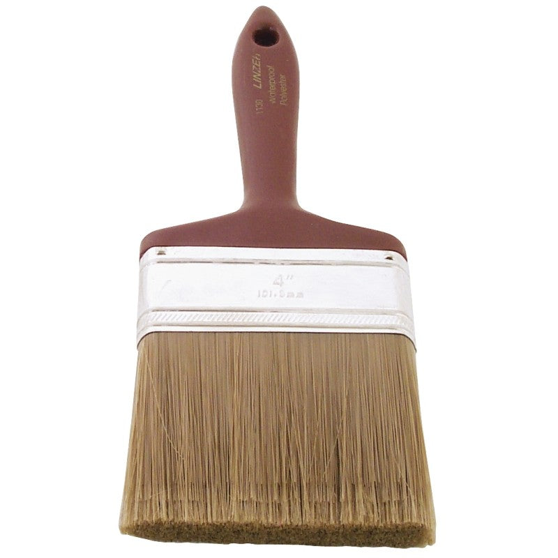 Linzer 3121-4 Paint Brush, 4 in W, 3 in L Bristle, Polyester Bristle, Beaver Tail Handle