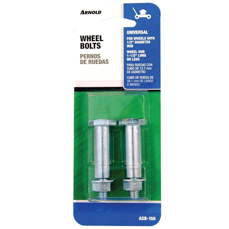 Arnold ASB-150 Wheel Bolt, Universal, Steel, For: Wheels with 1/2 in Dia Bore and Hub Width of 1 1/2 in or Less