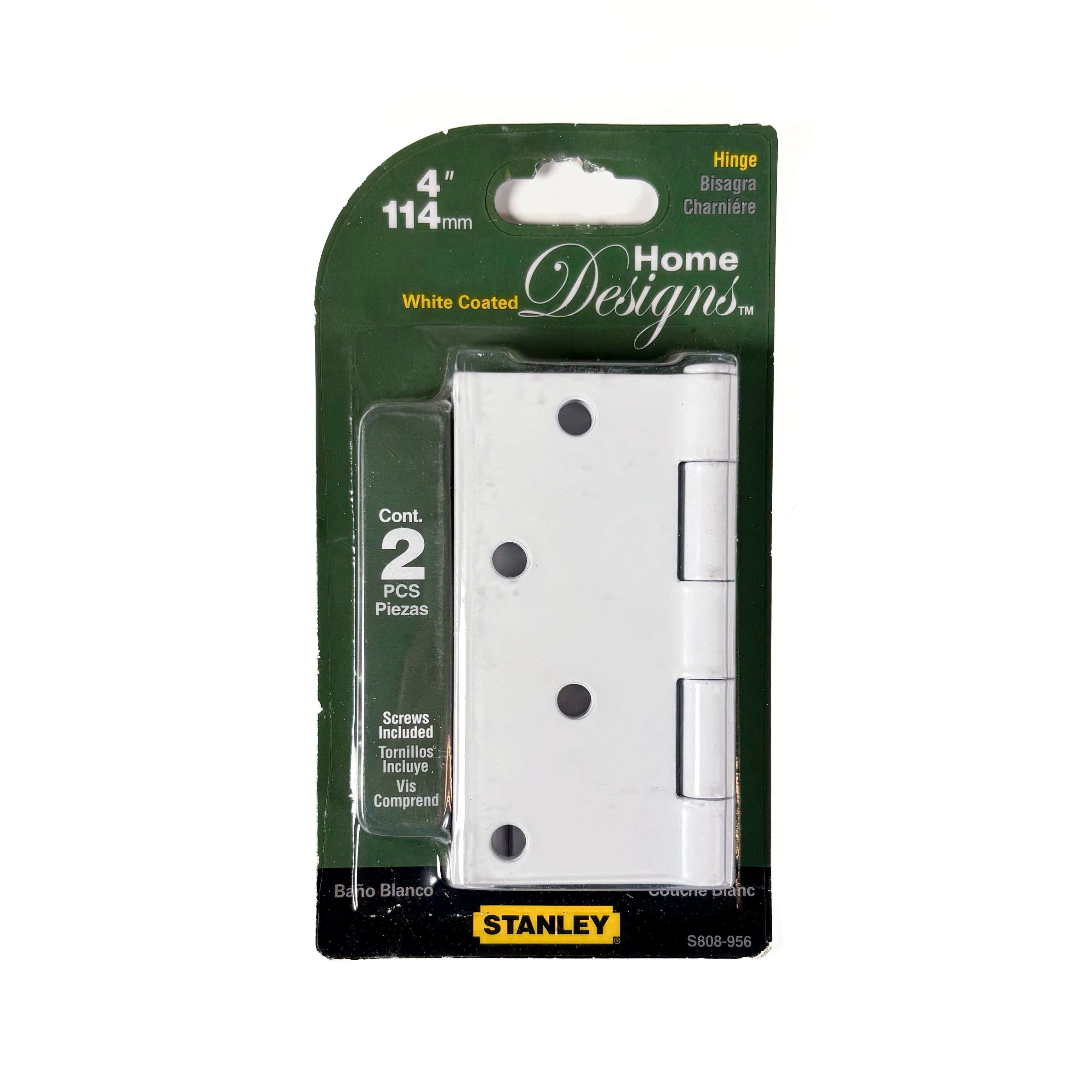 Door Hinges 4 Inch Square Corner White 2 Pack