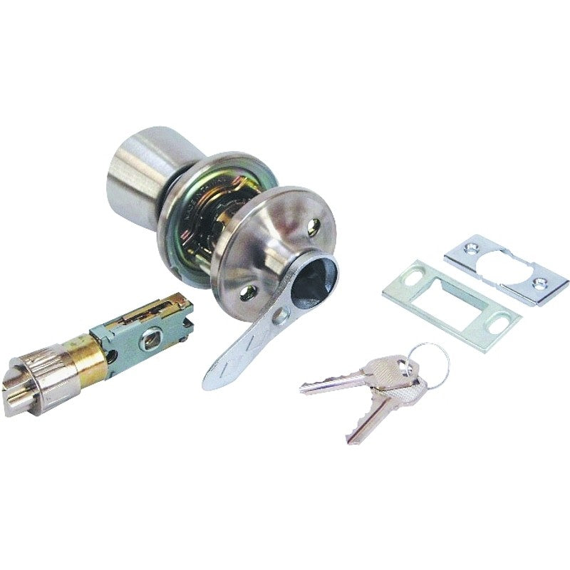 US Hardware RV-112B Series Entrance Lockset, Stainless Steel, Brushed Stainless Steel