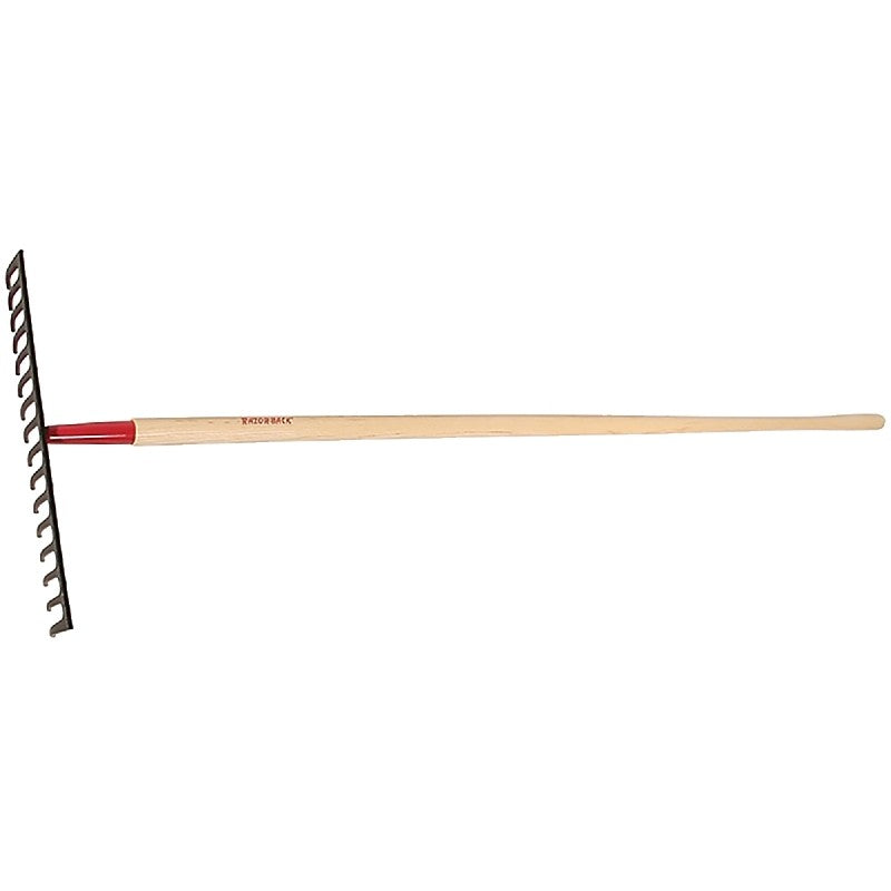 Razor-Back 63111 Level Head Rake, 3.325 in L Head, 17-5/8 in W Head, 16-Tine, Steel Head, 60 in L Handle