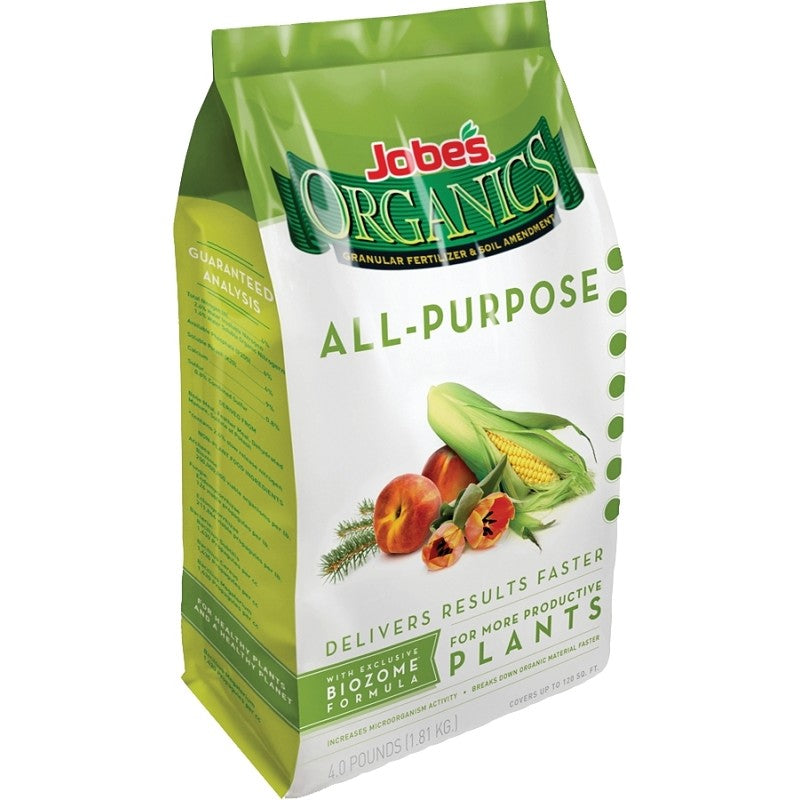 Jobes 09526 All-Purpose Organic Plant Food, 4 lb, Granular, 4-4-4 N-P-K Ratio