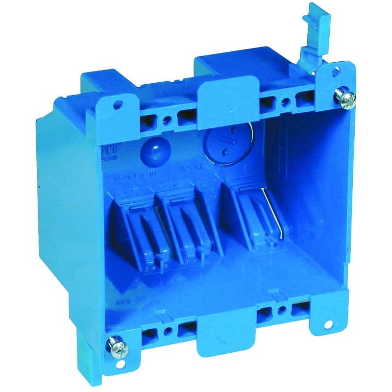 Carlon B225R-UPC Outlet Box, 25 cu-in, 2-Gang, PVC, Blue, Clamp