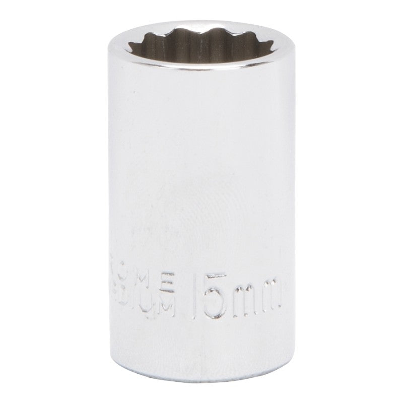Vulcan MT6529861 Drive Socket, 15 mm Socket, 1/2 in Drive, 12-Point, Chrome Vanadium Steel, Chrome
