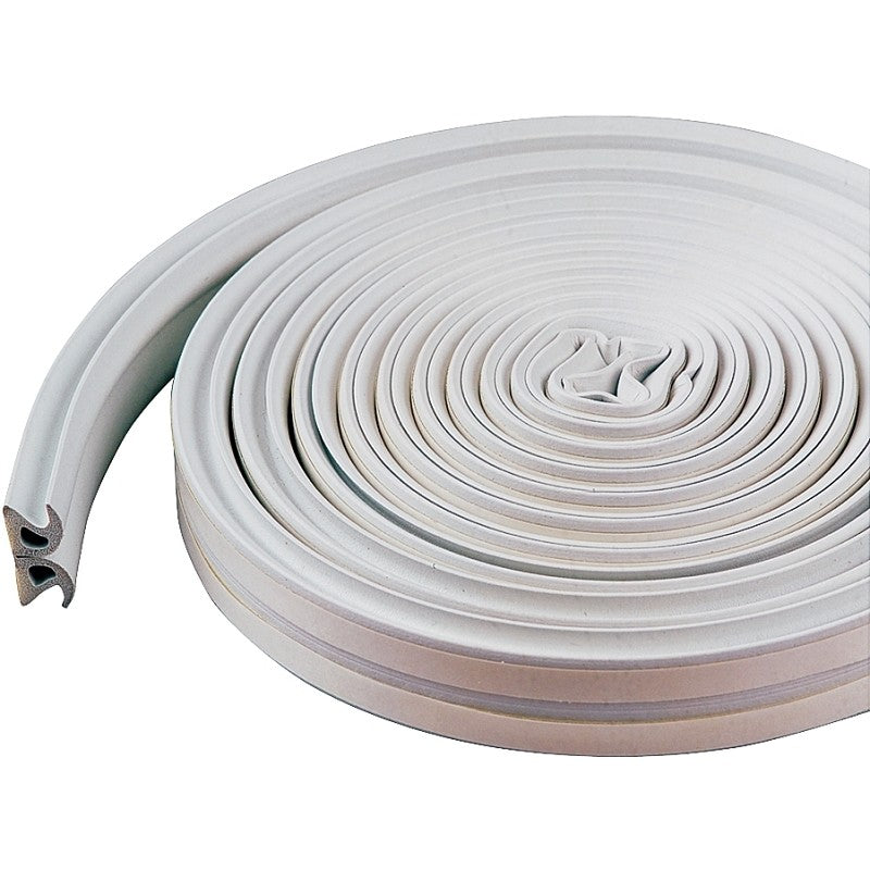 M-D 43846 Weatherstrip Tape, 3/8 in W, 17 ft L, EPDM/Silicone, White