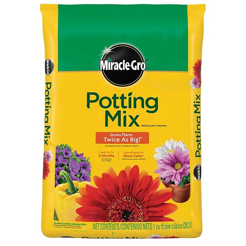 Miracle-Gro 75651300 Potting Soil Bag, 1 cu-ft Coverage Area Bag