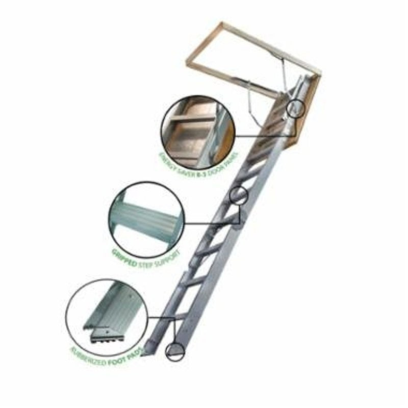 Marwin TITAN T81ESFT Attic Stair, 10 ft 4 in H Ceiling, 375 lb Duty Rating, Aluminum