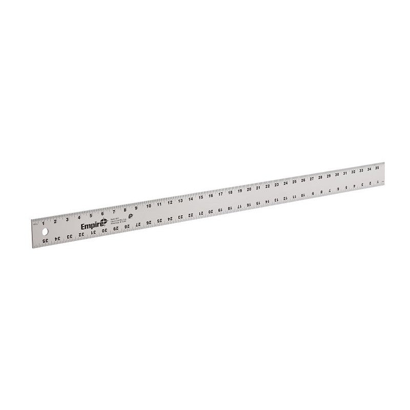 Empire 4003 Straight Edge Ruler, 36 in L, 2 in W, Inch Graduation, Aluminum, 2 in W