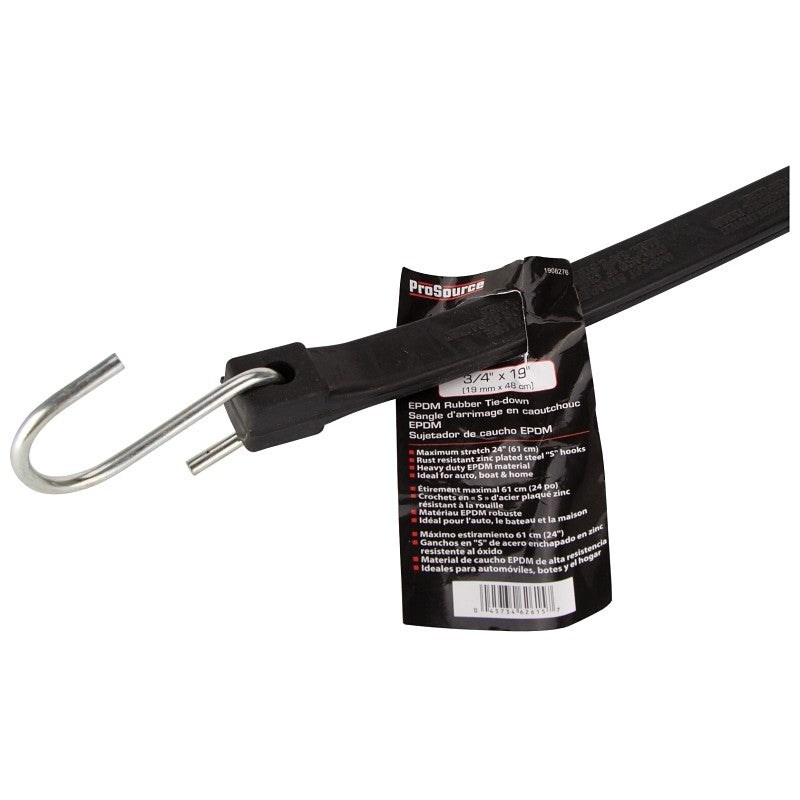 ProSource FH64088 Tie-Down, 3/4 in W, 19 in L, EPDM Rubber, S-Hook End Fitting, Steel End Fitting (Pack of 10)