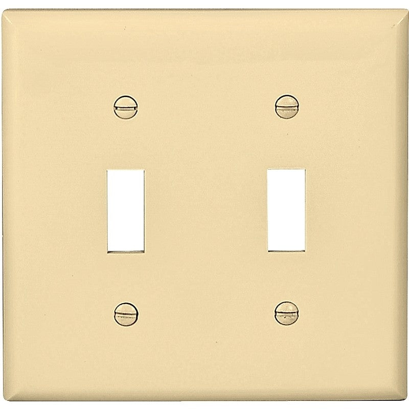 Eaton Wiring Devices 5139V-BOX Wallplate, 4-1/2 in L, 4.56 in W, 2 -Gang, Nylon, Ivory, High-Gloss (Pack of 10)