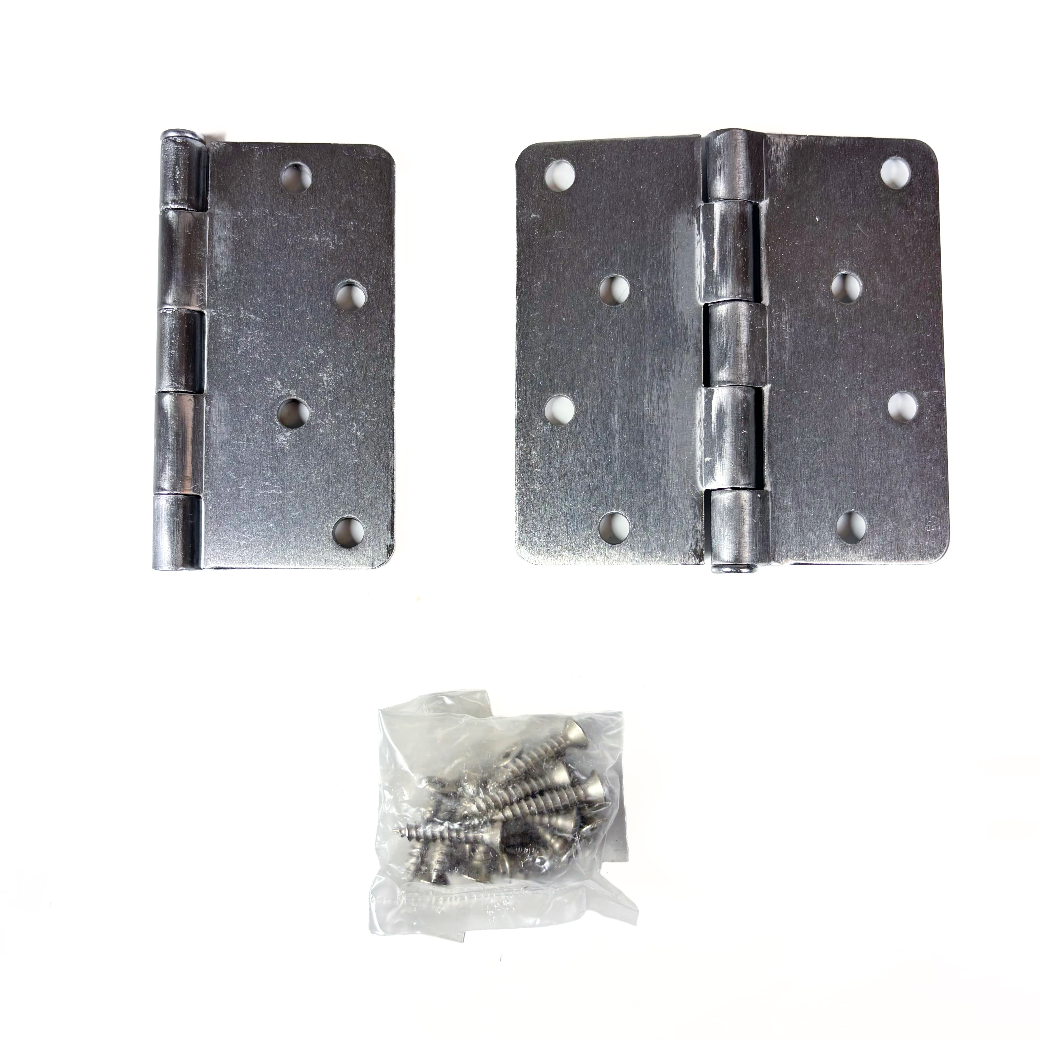 Door Hinges 4 Inch 1/4 Radius Satin Chrome 2 Pack