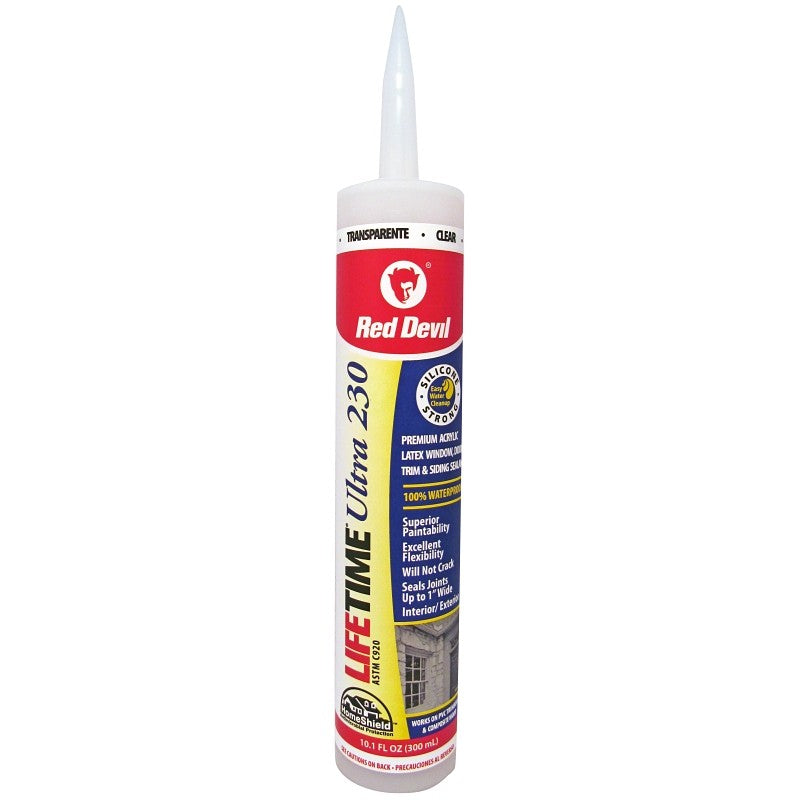 Red Devil Lifetime 0777 Acrylic Sealant, Clear, 40 to 90 deg F, 10.1 fl-oz Cartridge (Pack of 12)