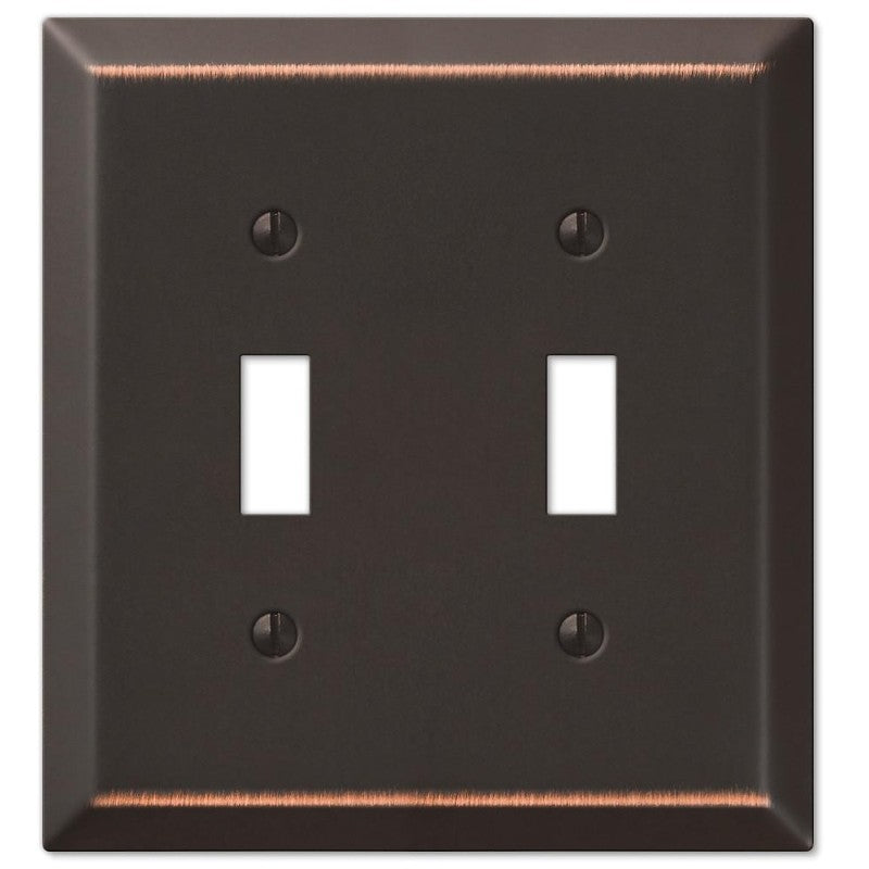 Amerelle Century Series 163TTDB Wallplate, 4-15/16 in L, 4-9/16 in W, 2-Gang, Steel, Aged Bronze (Pack of 3)