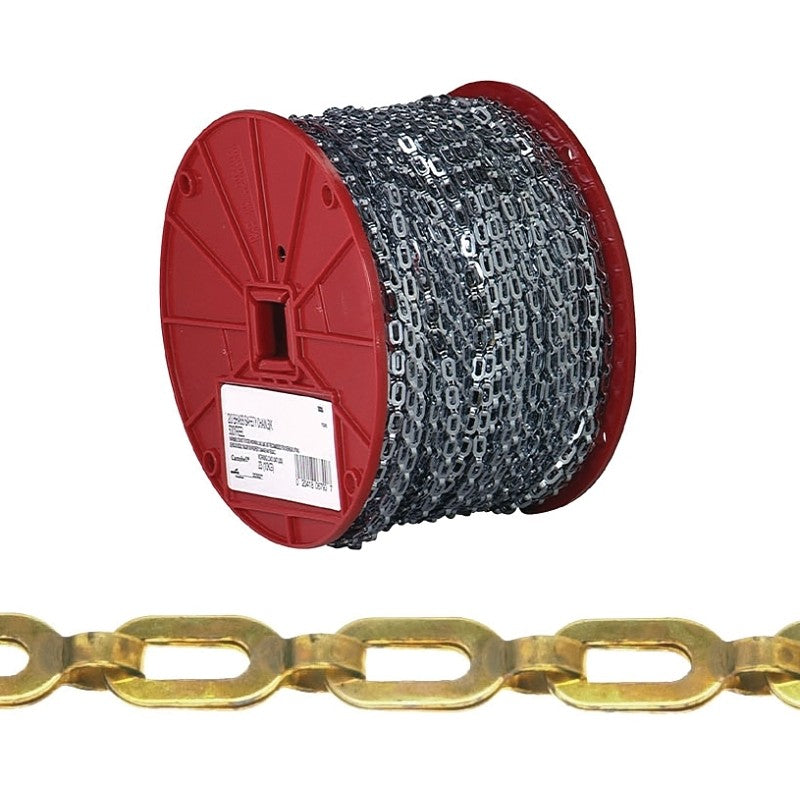 Campbell 072-3817N Plumbers Chain, 1/0, 200 ft L, 35 lb Working Load, Brass, Bright