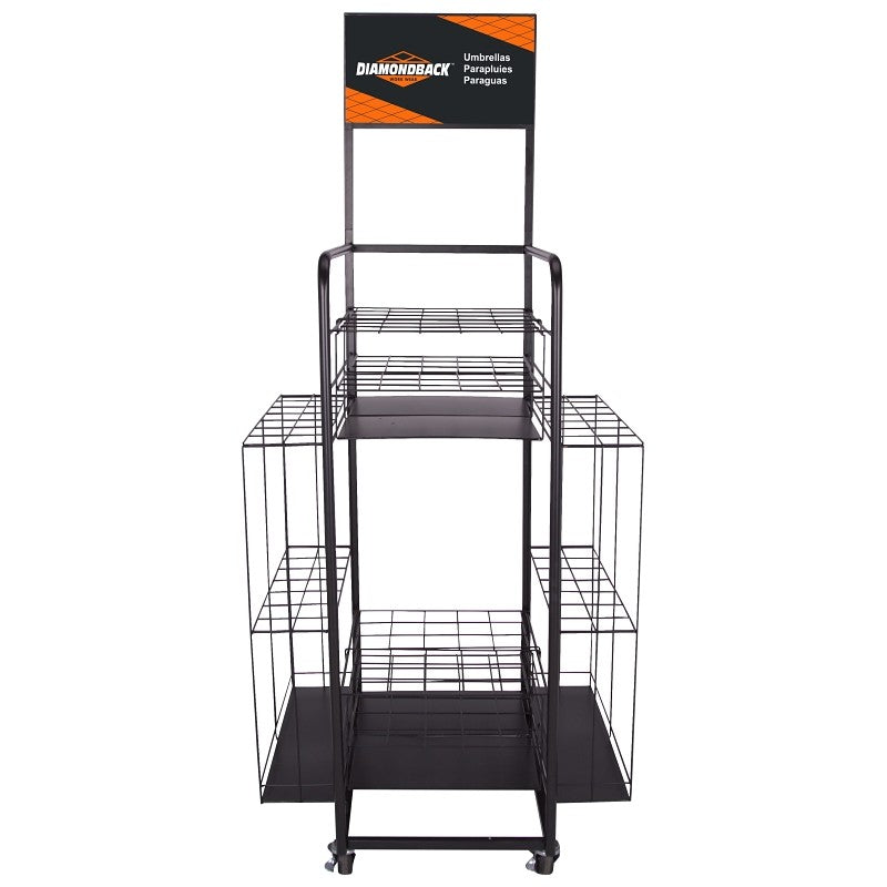 Diamondback TF01 Umbrella Rack, 54-3/4 in H, Steel, Black, Black