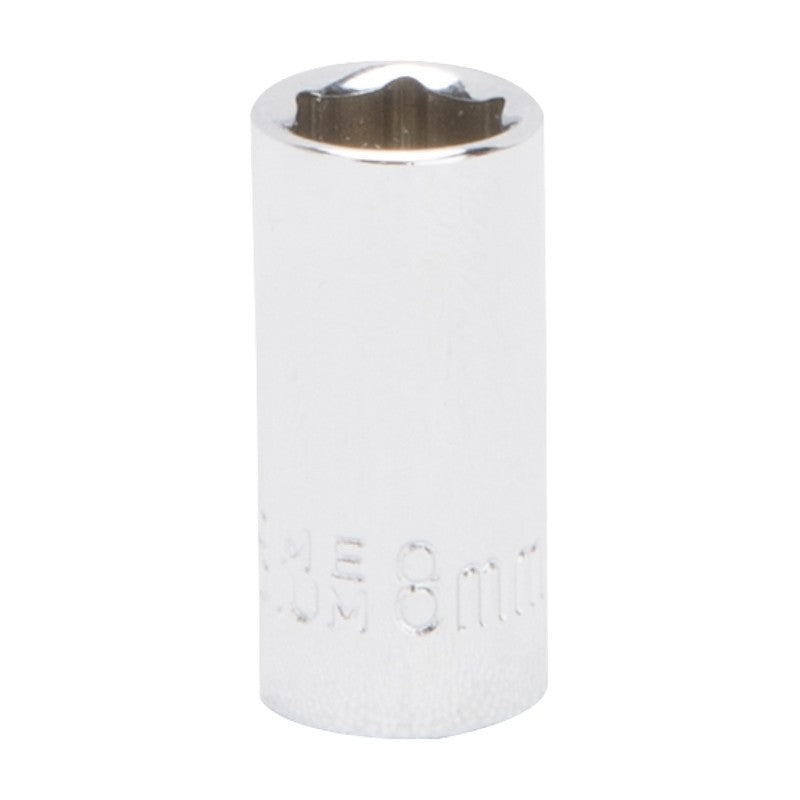 Vulcan MT6489801 Drive Socket, 8 mm Socket, 1/4 in Drive, 6-Point, Chrome Vanadium Steel, Chrome