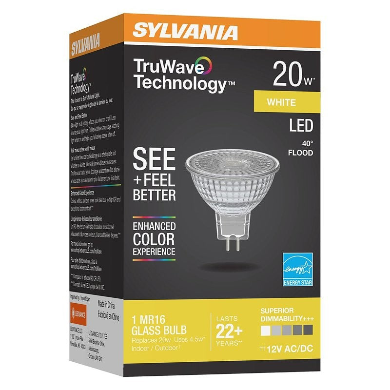 Sylvania 40924 Natural LED Bulb, Track/Recessed, MR16 Lamp, G5.3 Lamp Base, Dimmable, Cool White Light