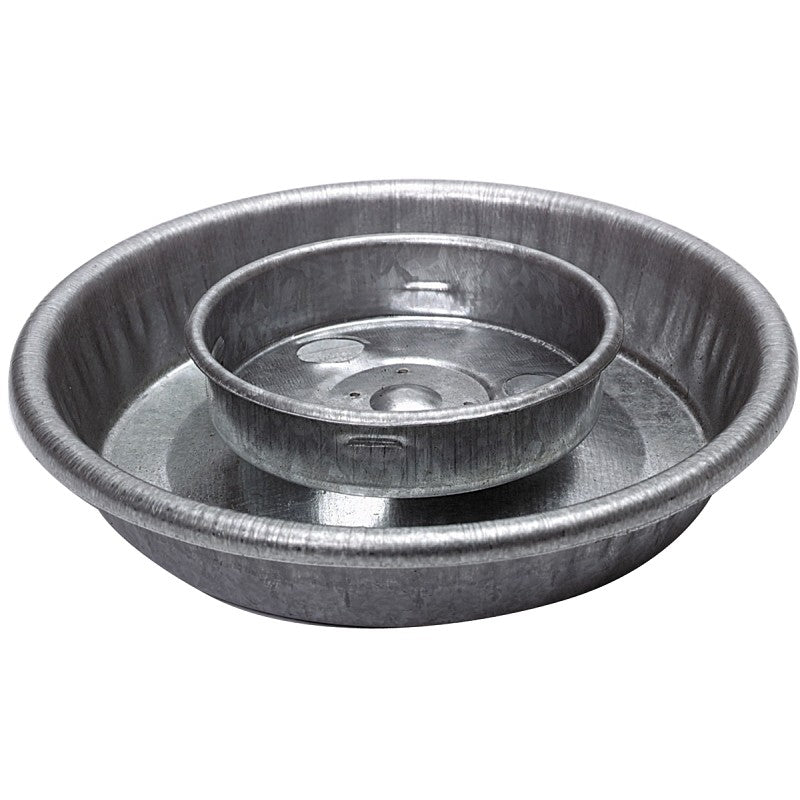 Little Giant 9826 Waterer Base, 5-1/2 in Dia, 1-1/4 in H, 1 qt Capacity, Galvanized Steel
