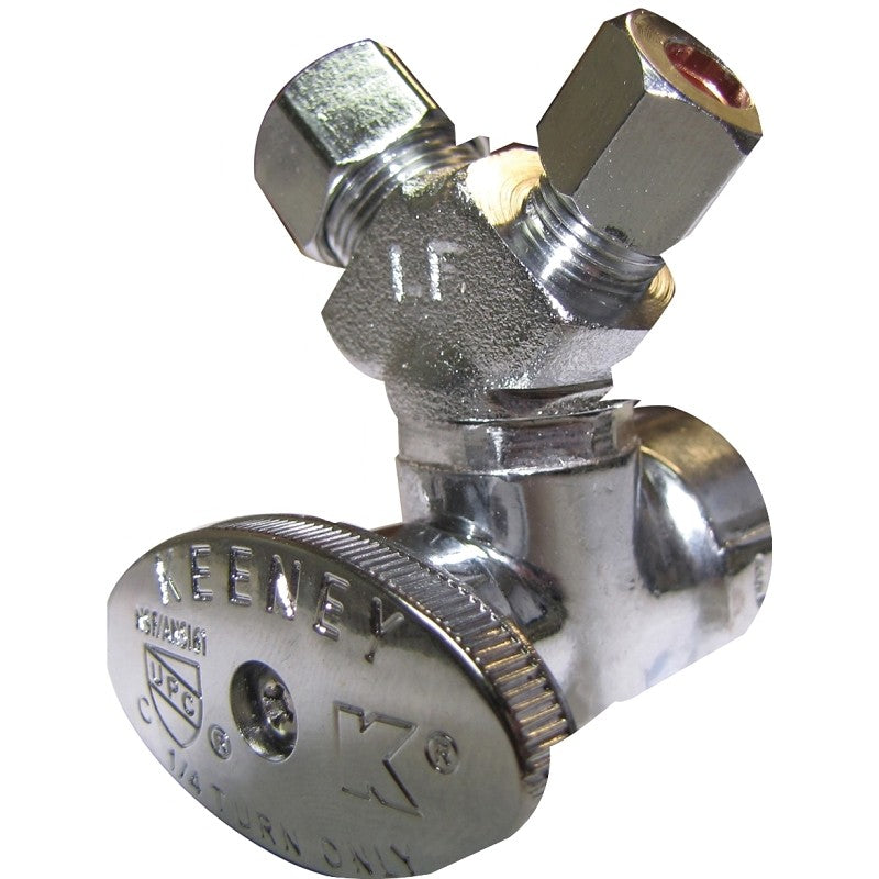 Plumb Pak PP2902VLF Stop Valve, 1/2 x 3/8 x 1/4 in Connection, FIP x Compression x Compression