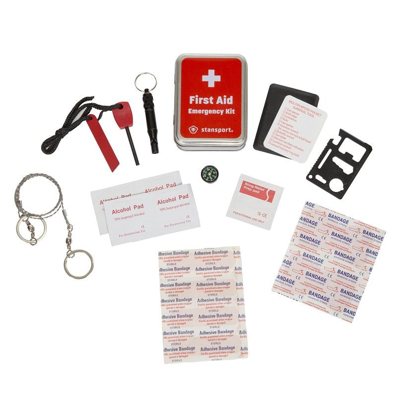 Stansport 625-100 Vintage Tin Emergency First Aid Kit, 19-Piece, Metal (Pack of 12)