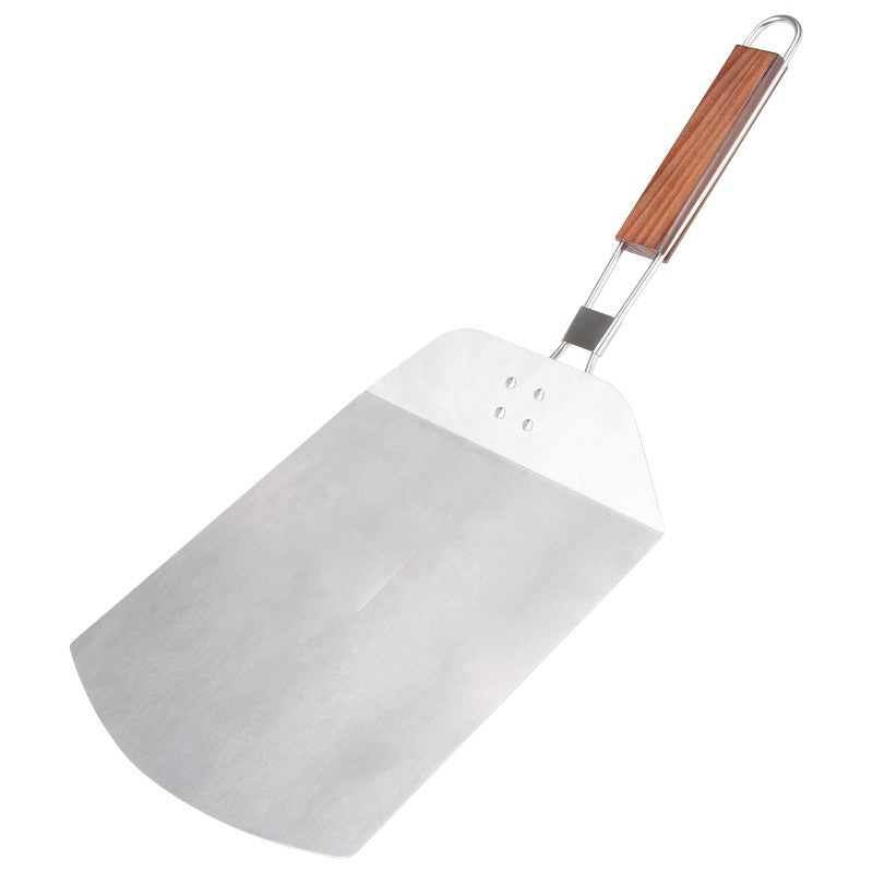 Omaha BBQ-37240B Pizza Spatula, 9-1/2 in W Blade, 1.0 mm, Stainless Steel Blade, Stainless Steel, Wood Handle