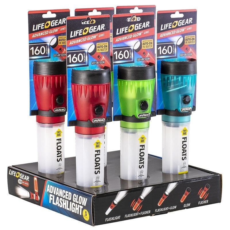 LifeGear 41-3732 Flashlight, AA Battery, LED Lamp, 80 Lumens, 25 hr Run Time, Red (Pack of 6)
